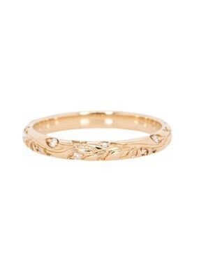 Nature-Inspired Diamond Vine Band in Solid 14K Yellow Gold